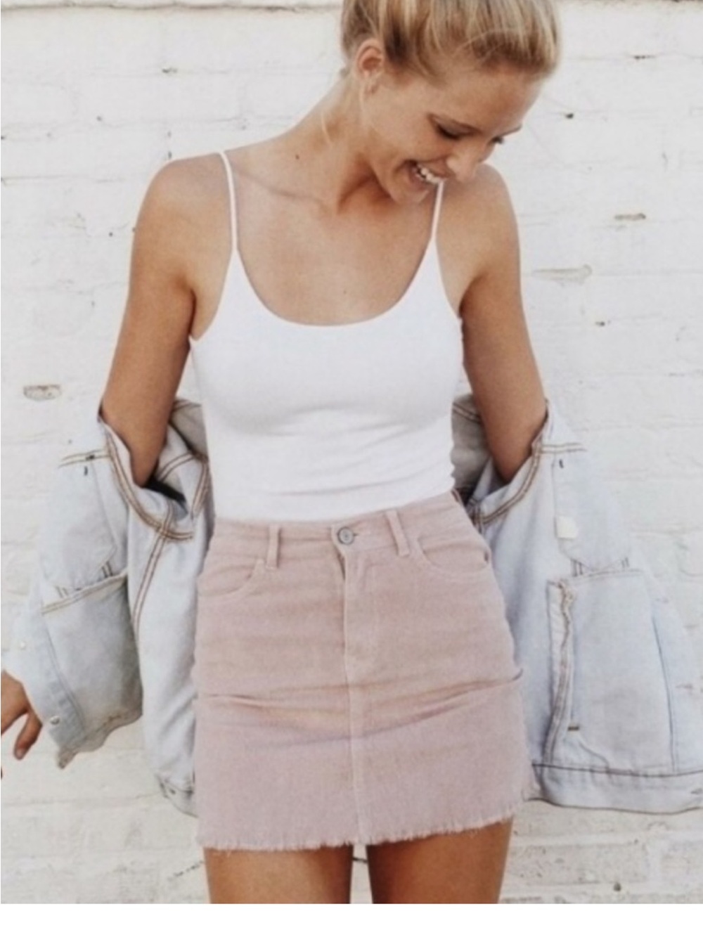 Brandy Melville Blush Pink corduroy Mini Skirt